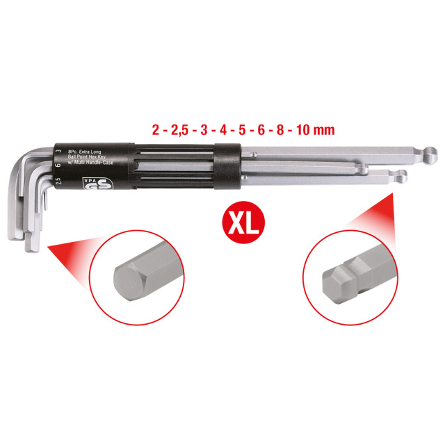 KS Inbusschlüsselsatz 151.2180 Kugelkopf-Innensechkant-Satz 8-teilig 2-10mm